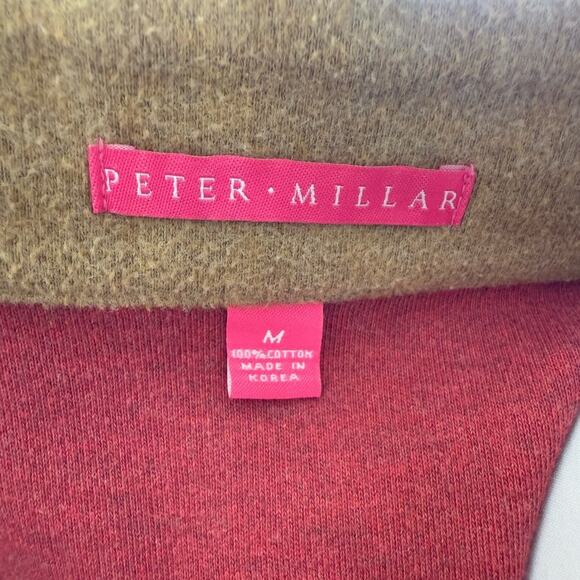 PETER MILLAR RED ZIP UP FLEECE SWEATER FOX PATCH SIZE MEDIUM - Picture 7 of 8